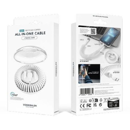 Кабель Vonmahlen Allroundo Еco для быстрой зарядки, черный