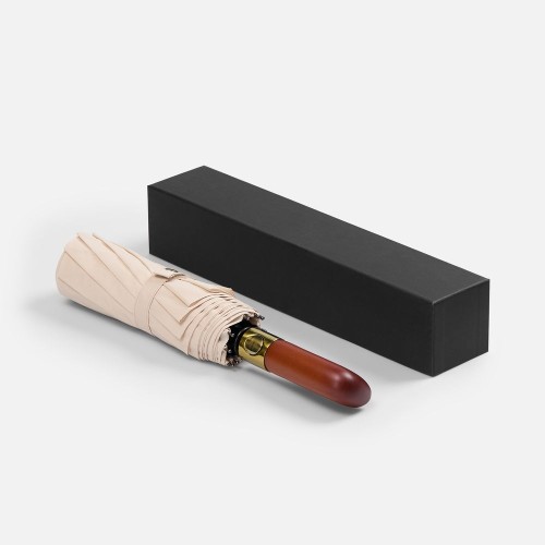 Зонт складной Cloudburst в подарочной упаковке, бежевый