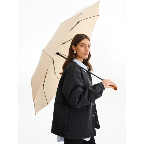 Зонт складной Cloudburst в подарочной упаковке, бежевый