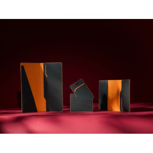 Обложка для паспорта Multimo, черная с оранжевым