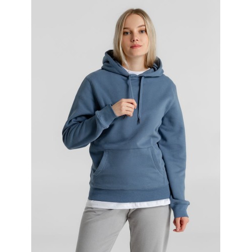 Толстовка с капюшоном унисекс King, серо-синяя
