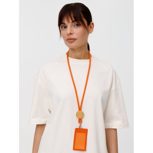 Шнурок для бейджа Tube Wood, оранжевый