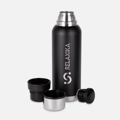 Термос Relaxika 1200 со стикерпаком, черный