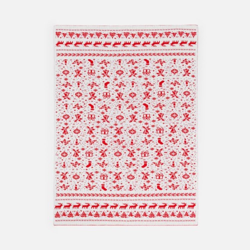 Плед Holidale, красный с молочным