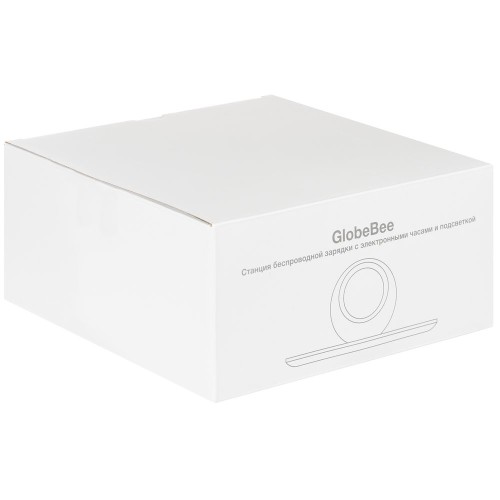 Станция беспроводной зарядки с часами и подсветкой GlobeBee, белая