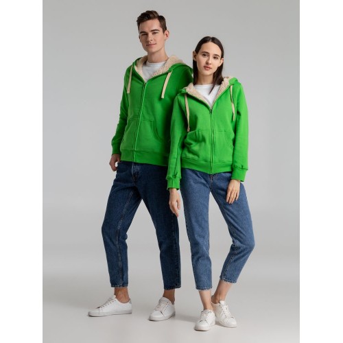 Толстовка унисекс на молнии Sherpa 280, ярко-зеленая