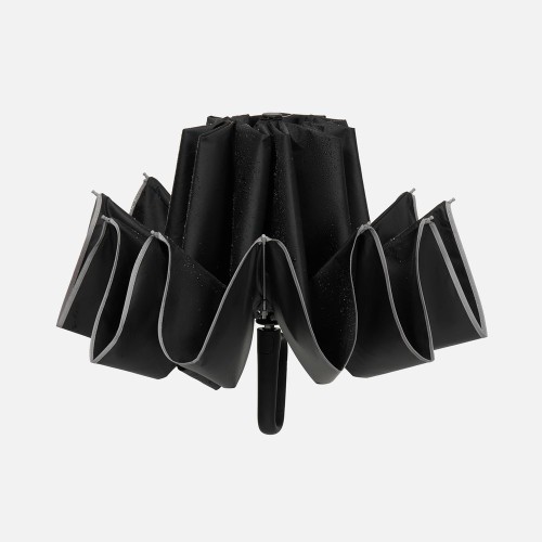 Зонт обратного сложения с ручкой-карабином Foldberry, черный