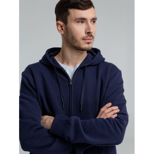 Толстовка на молнии с капюшоном унисекс King, темно-синяя