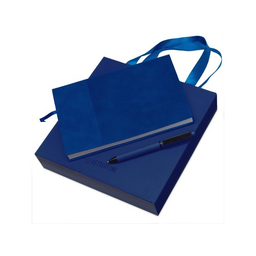 Набор блокнот в гибкой обложке А5 и металлическая шариковая ручка Nabokov, синий