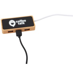 USB хаб с подсветкой лого Reedia S5, 3*USB, 1*Type C, бамбук, черный