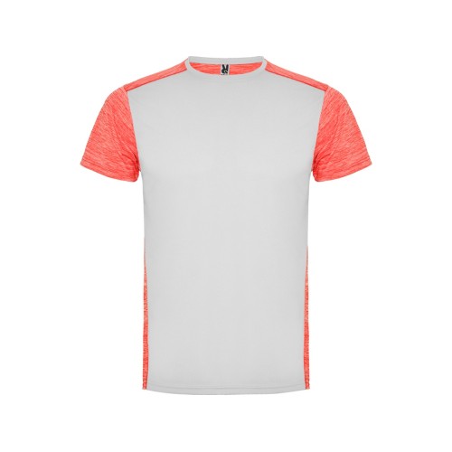 Спортивная футболка Zolder мужская, белый/меланжевый неоновый коралловый