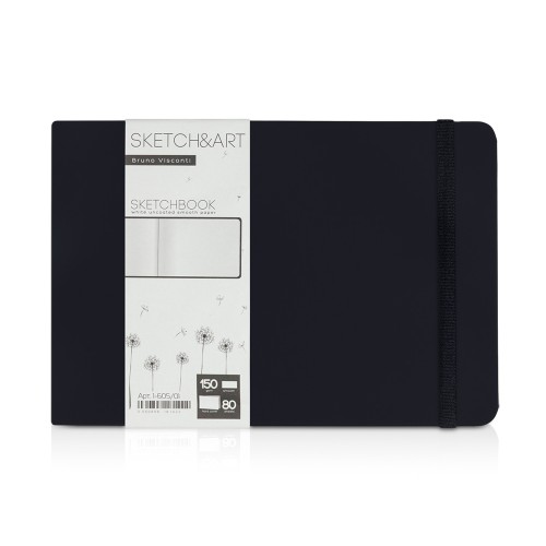 Скетчбук Sketch & Art в твердом переплете 213х146 мм, 80 л. белой бумаги 150 г/м2, черный