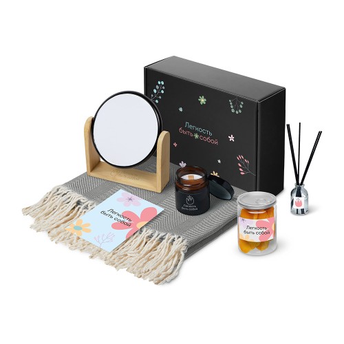 Подарочный набор Re:f. Shelter  с пледом, зеркалом, свечой и диффузором