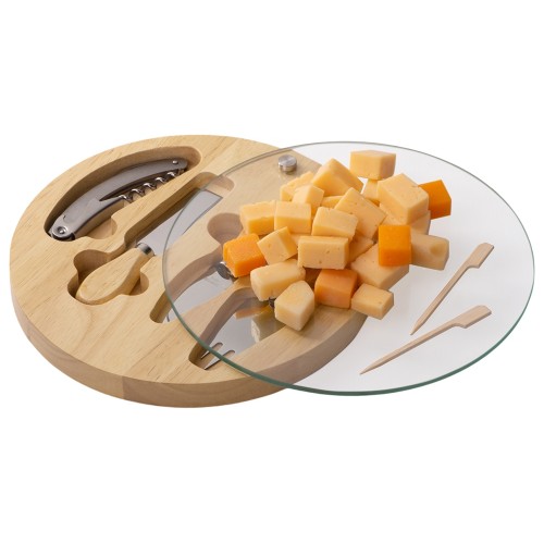 Набор для сыра Rendezvous круглый, со стеклянной крышкой