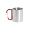 Кружка GUAYA с ручкой карабином, 230 мл, серебристый/красный Кружка GUAYA с ручкой карабином, 230 мл, серебристый/красный
