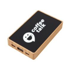 Внешний аккумулятор с подсветкой лого Reedia S2, 5000 mAh, бамбук, черный