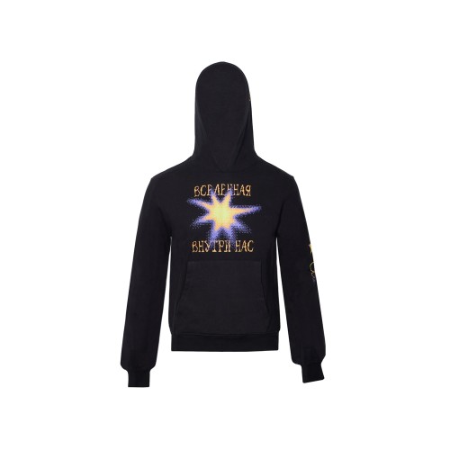 Худи Warsaw, унисекс, черный, ДТФ текстиль и термотрансфер