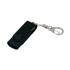 Флешка промо поворотный механизм USB 2.0, с однотонным металлическим клипом,, черный