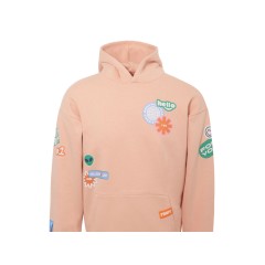 Толстовка с капюшоном оверсайз Berlin унисекс, лососевый, ДТФ, бренд тайп и лейбл