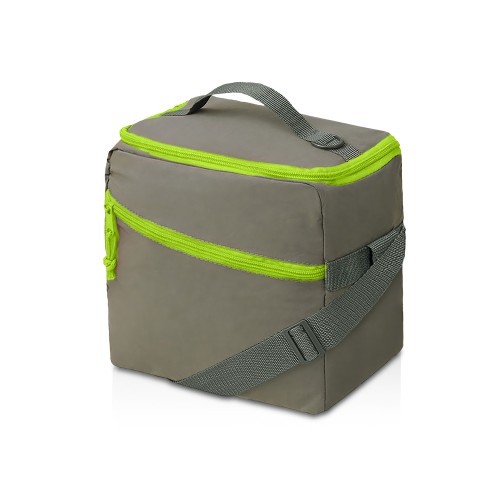 Изотермическая сумка-холодильник Neo Classic c контрастной молнией, серый/зеленое яблоко