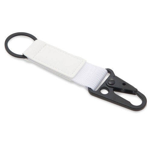 Брелок-ремувка Carabinier из ткани с вставкой из экокожи и карабином, белый