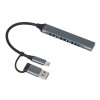 USB-хаб Link с коннектором 2-в-1 USB-C и USB-A, 2.0/3.0, серый USB-хаб Link с коннектором 2-в-1 USB-C и USB-A, 2.0/3.0, серый