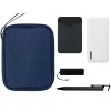 Подарочный набор с флешкой, повербанком и ручкой, темно-синий/черный Подарочный набор с флешкой, повербанком и ручкой, темно-синий/черный