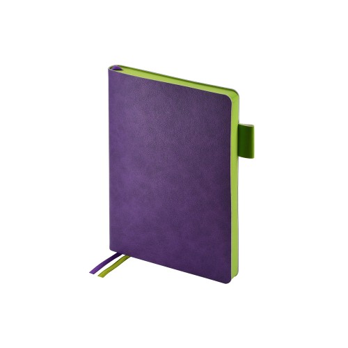 Ежедневник А5 датированный Boston 2026, фиолетовый с салатовым обрезом
