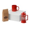 Подарочный набор с чаем, кружкой и френч-прессом Чаепитие, красный