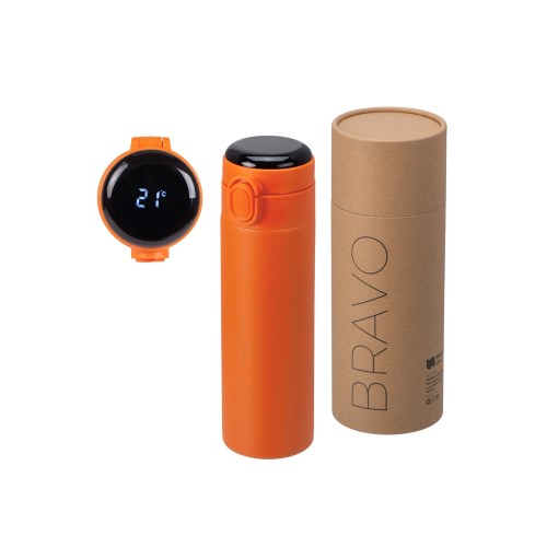 Вакуумная термокружка Waterline с медной изоляцией Bravo, 400 мл, тубус, оранжевый
