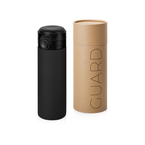 Вакуумная термокружка Waterline c кнопкой Guard, 400 мл, тубус, черный