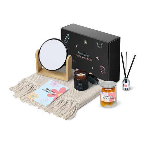 Подарочный набор Re:f. Shelter  с пледом, зеркалом, свечой и диффузором