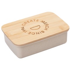 Ланчбокс Lunch с крышкой, бежевый (гравировка)