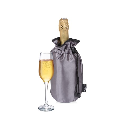 Охладитель для бутылки шампанского Cold bubbles из ПВХ в виде мешочка, серебристый