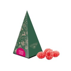 Елка из картона с бронзовым новогодним паттерном с малиновым монпансье, 50 г.