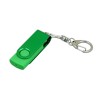 Флешка промо поворотный механизм USB 2.0, с однотонным металлическим клипом,, зеленый