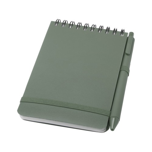 Блокнот Thalaasa формата А6 в твердой обложке из океанического пластика с шариковой ручкой - Зеленый яркий