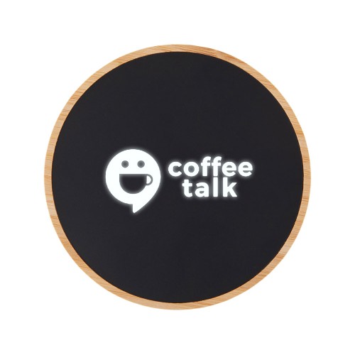 Беспроводное зарядное устройство с подсветкой лого Reedia S3, 15 Вт, бамбук, черный