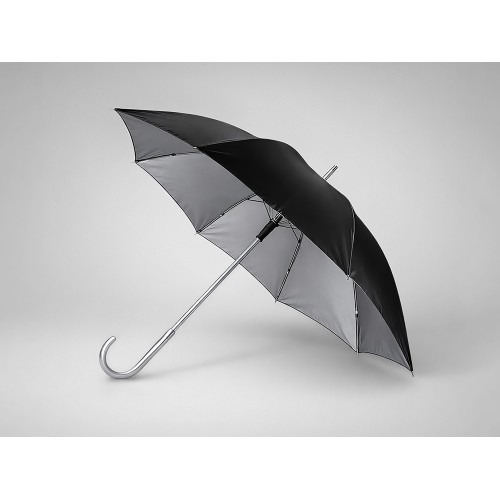Зонт-трость полуавтомат Майорка, черный/серебристый