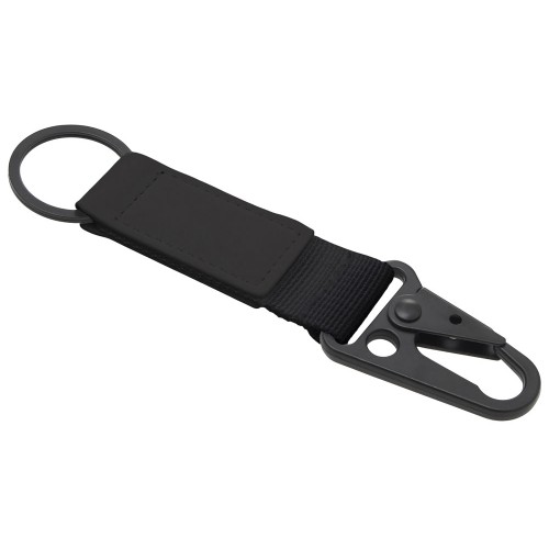 Брелок-ремувка Carabinier из ткани с вставкой из экокожи и карабином, черный