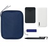 Подарочный набор с флешкой, повербанком и ручкой, темно-синий Подарочный набор с флешкой, повербанком и ручкой, темно-синий