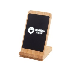 Беспроводное зарядное устройство 2-в-1 с подсветкой лого Reedia S4, 15 Вт, бамбук, черный