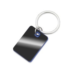 Металлический брелок с пластиковой цветной вставкой SteelPop Rct, серебристый с синим