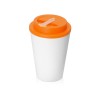 Пластиковый стакан Take away с двойными стенками и крышкой с силиконовым клапаном, 350 мл, белый/оранжевый