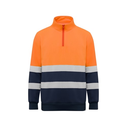 Свитшот ворот на молнии Spica, нэйви/неоновый оранжевый