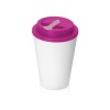 Пластиковый стакан Take away с двойными стенками и крышкой с силиконовым клапаном, 350 мл, белый/фуксия