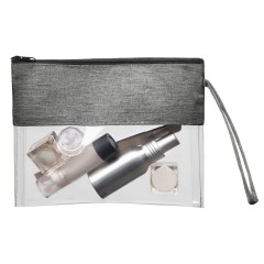 Косметичка из PVC и ткани Leony, прозрачный/темно-серый