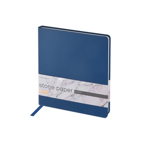 Еженедельник с каменной бумагой А5+ Carrara, темно-синий