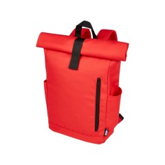 Рюкзак Byron 15,6 объемом 18 л со скручиваемым верхом, изготовленный из переработанного ПЭТ по стандарту GRS, красный