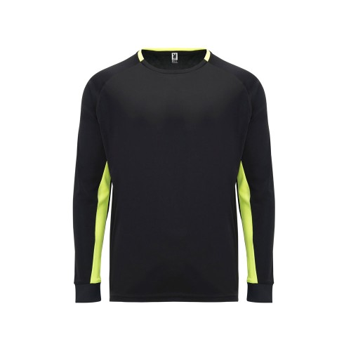 Футболка Porto  мужская с длинным рукавом, черный/неоновый желтый